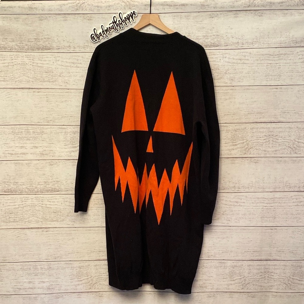 *Foxblood Halloween Jack O Lantern Pumpkin Carving Party Sweater Duster XS-L
